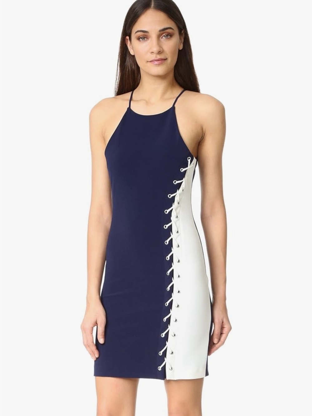 Parker Lace-Up Side Panel Halter Dress